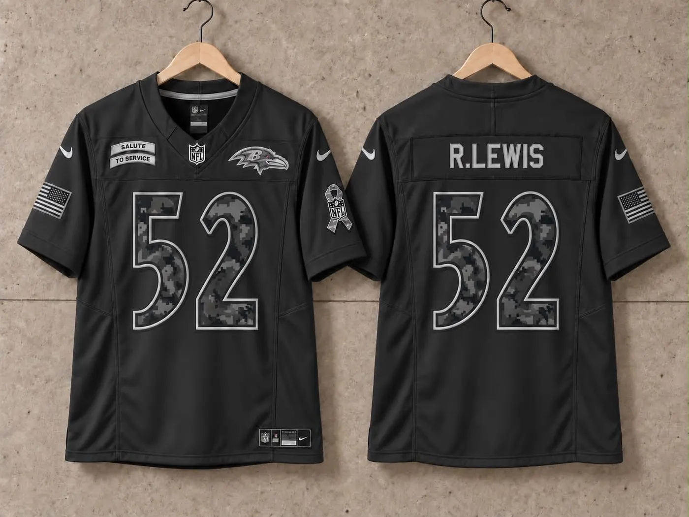 BALTIMORE RAVENS RAY LEWIS BLACK SALUTE TO SERVICE JERSEY