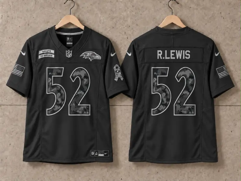 BALTIMORE RAVENS RAY LEWIS BLACK SALUTE TO SERVICE JERSEY