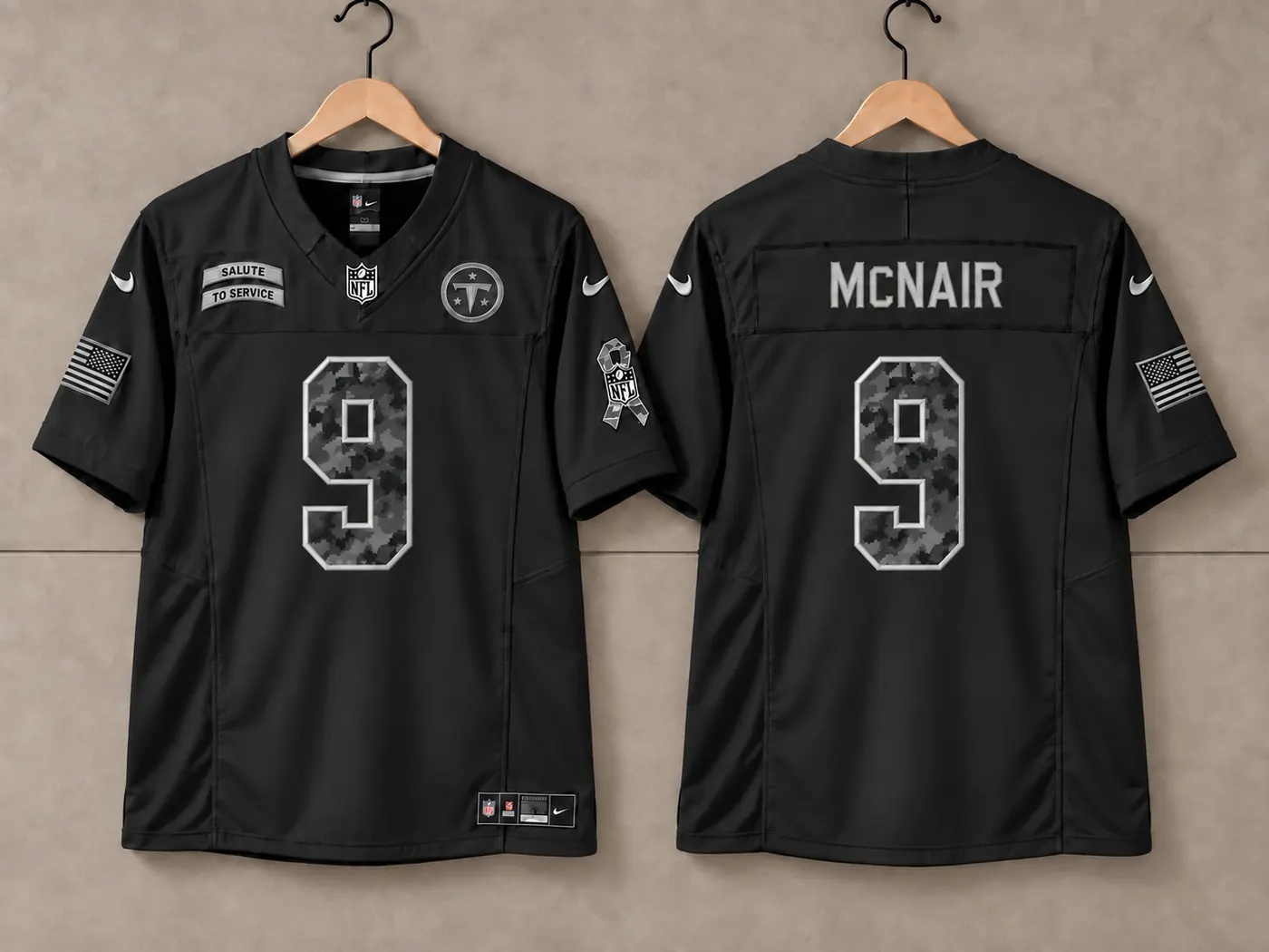 TENNESSEE TITANS STEVE MCNAIR BLACK SALUTE TO SERVICE JERSEY