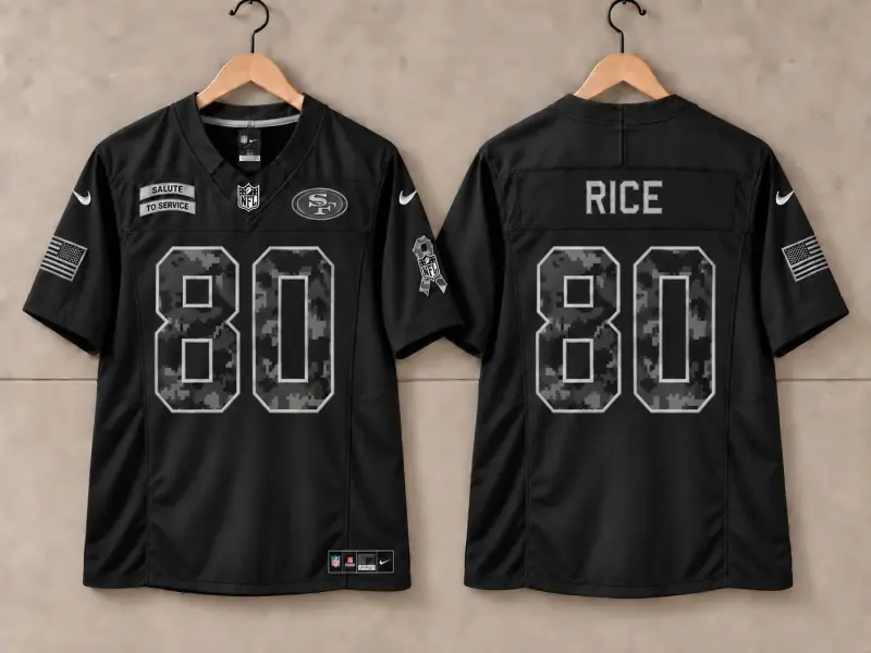 SAN FRANCISCO 49ERS JERRY RICE BLACK SALUTE TO SERVICE JERSEY