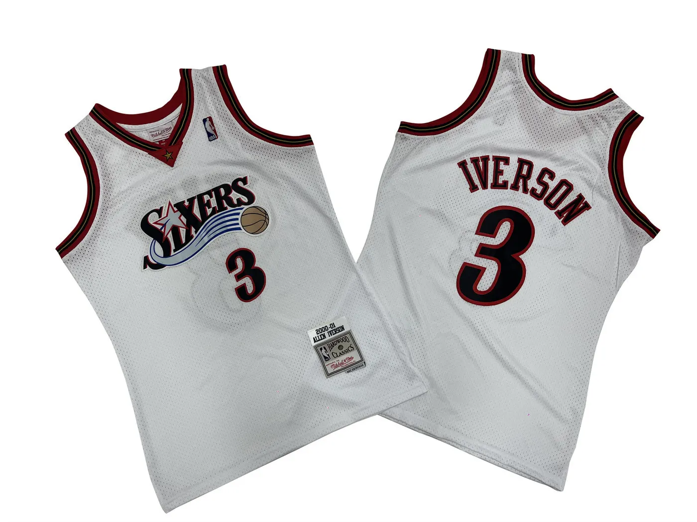 PHILADELPHIA 76ERS ALLEN IVERSON WHITE VINTAGE JERSEY