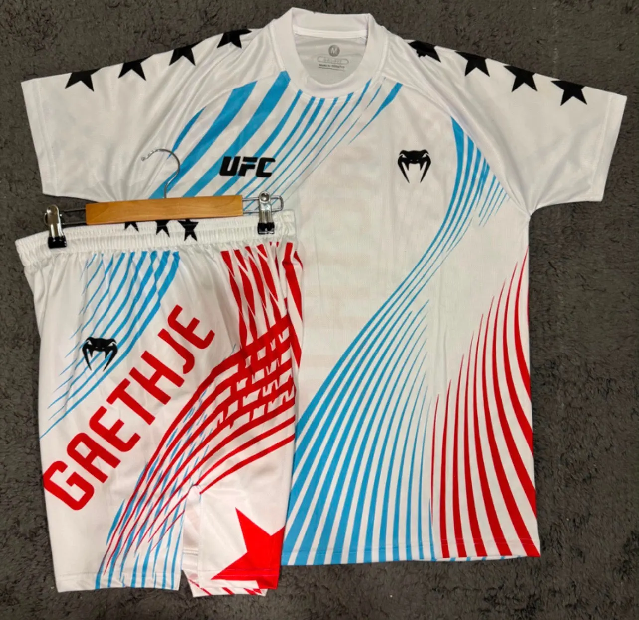 JUSTIN GAETHJE RED WHITE AND BLUE SHIRT AND SHORT COMBO