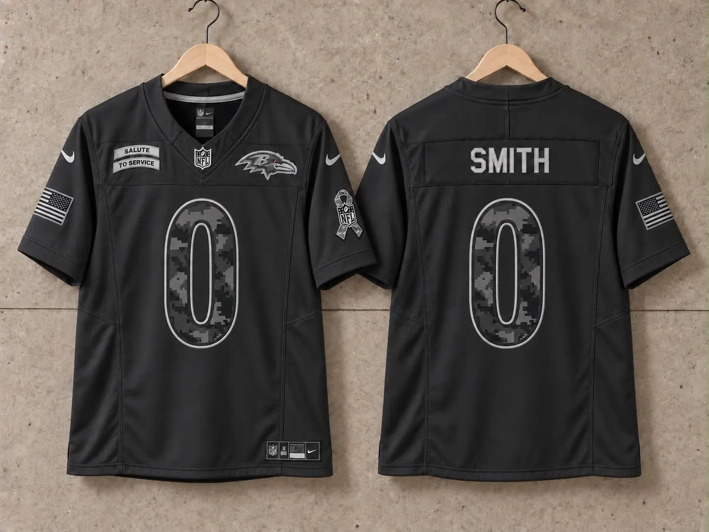 BALTIMORE RAVENS ROQUAN SMITH BLACK SALUTE TO SERVICE JERSEY