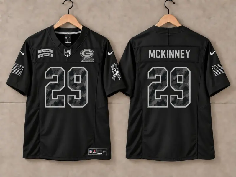 GREEN BAY PACKERS XAVIER MCKINNEY BLACK SALUTE TO SERVICE JERSEY