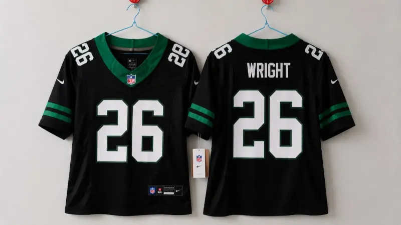 NEW YORK JETS NASHON WRIGHT BLACK JERSEY