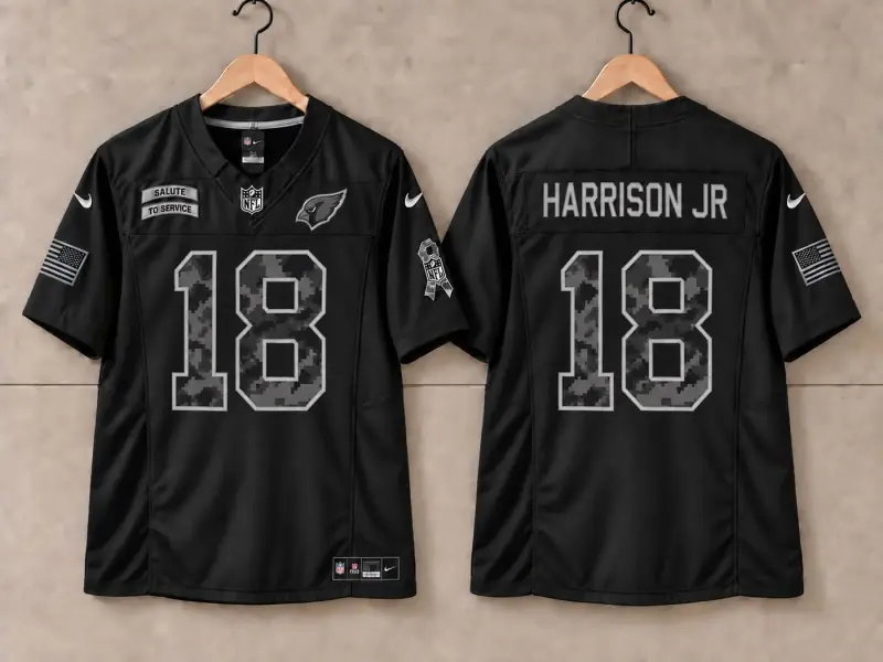 ARIZONA CARDINALS MARVIN HARRISON JR BLACK SALUTE TO SERVICE JERSEY