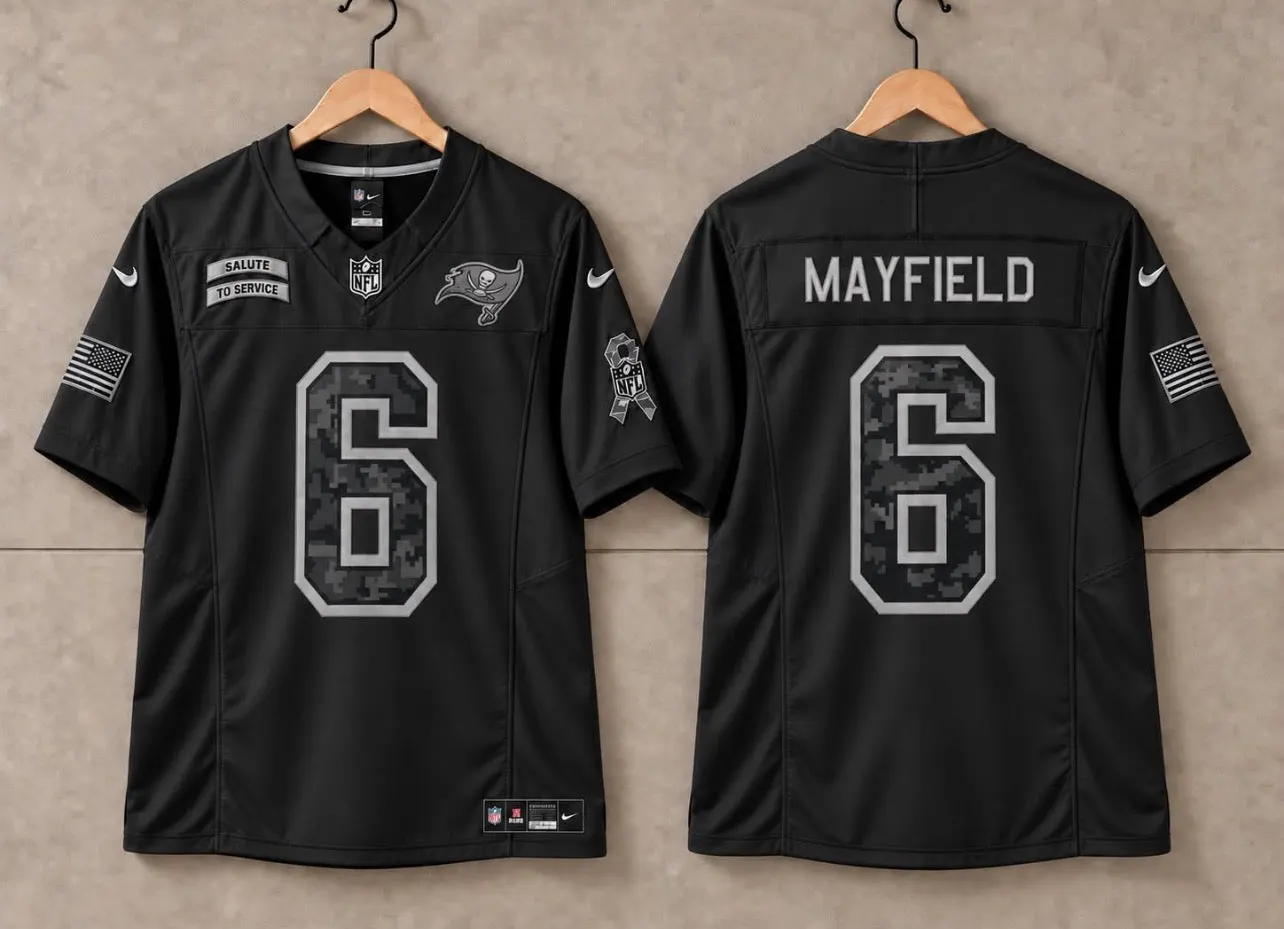 TAMPA BAY BUCCANEERS BAKER MAYFIELD BLACK SALUTE TO SERVICE JERSEY 