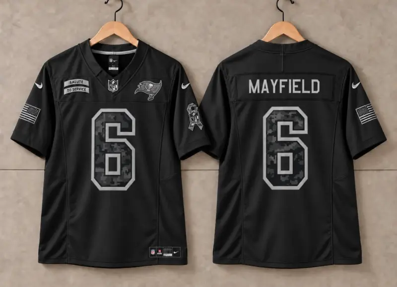 TAMPA BAY BUCCANEERS BAKER MAYFIELD BLACK SALUTE TO SERVICE JERSEY 