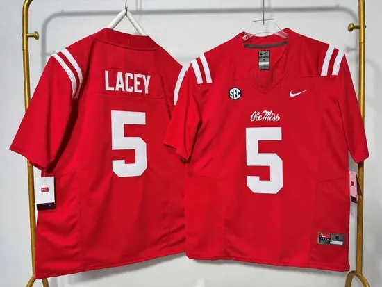 OLE MISS REBELS KEWAN LACEY RED JERSEY