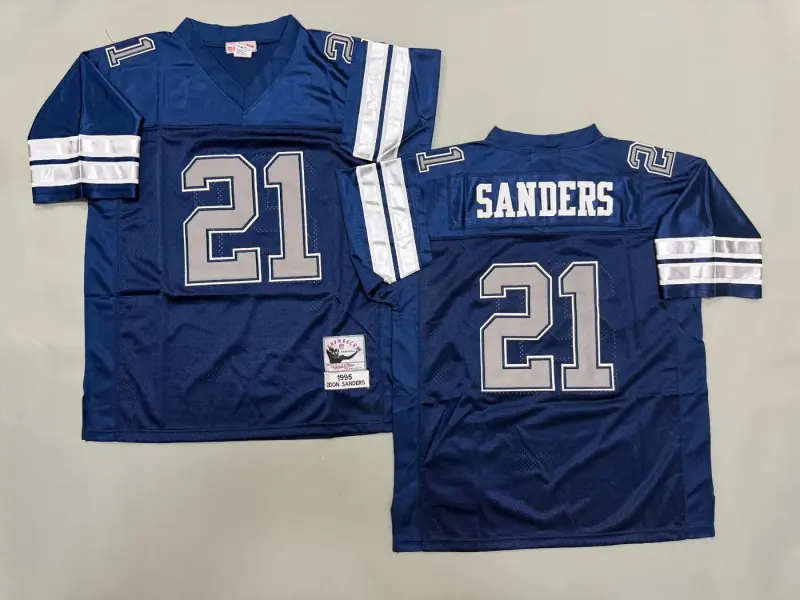 DALLAS COWBOYS DEION SANDERS BLUE VINTAGE JERSEY