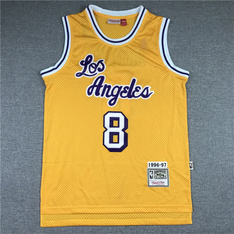 LOS ANGELES LAKERS KOBE BRYANT YELLOW VINTAGE JERSEY
