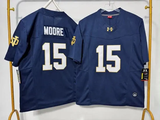 NOTRE DAME FIGHTING IRISH LEONARD MOORE BLUE JERSEY