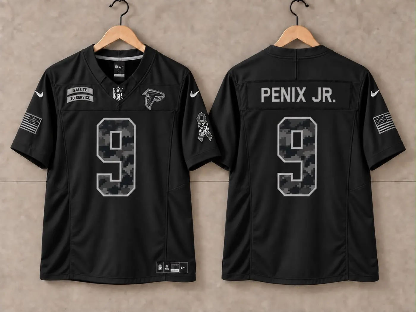 ATLANTA FALCONS MICHAEL PENIX JR BLACK SALUTE TO SERVICE JERSEY
