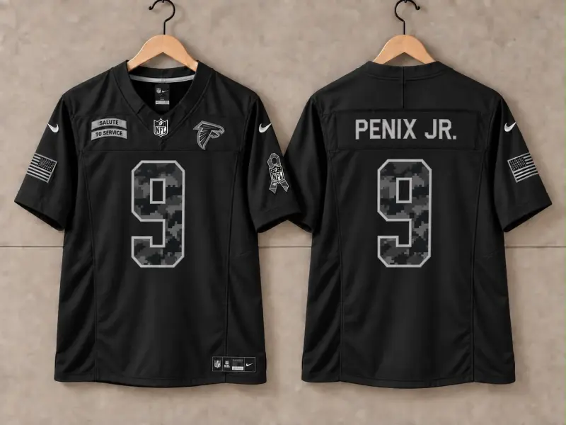 ATLANTA FALCONS MICHAEL PENIX JR BLACK SALUTE TO SERVICE JERSEY
