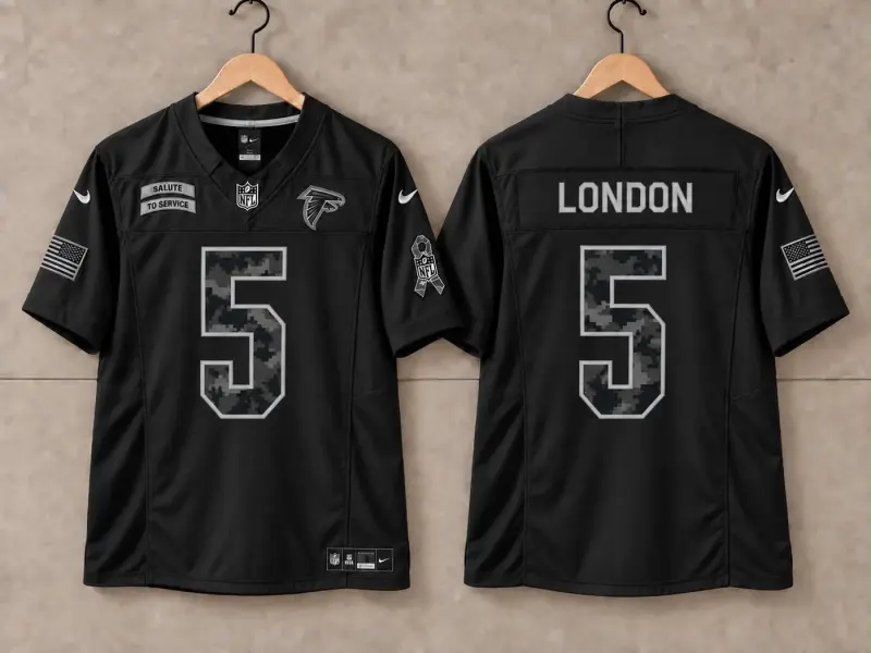 ATLANTA FALCONS DRAKE LONDON BLACK SALUTE TO SERVICE JERSEY