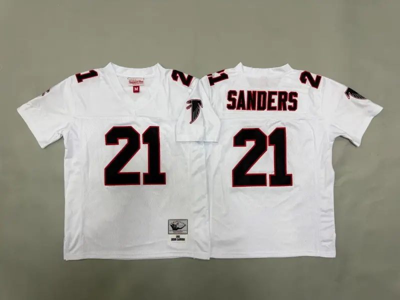 ATLANTA FALCONS DEION SANDERS WHITE VINTAGE JERSEY