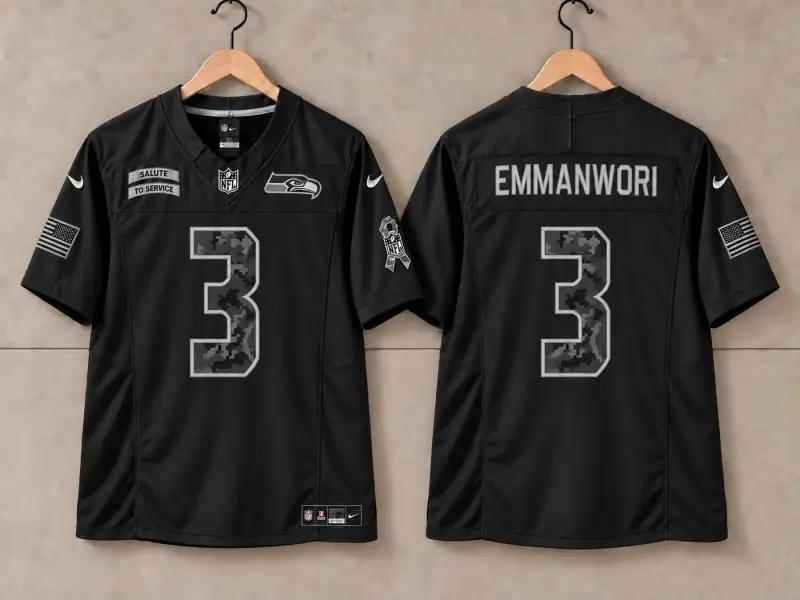 SEATTLE SEAHAWKS NICK EMMANWORI BLACK SALUTE TO SERVICE JERSEY