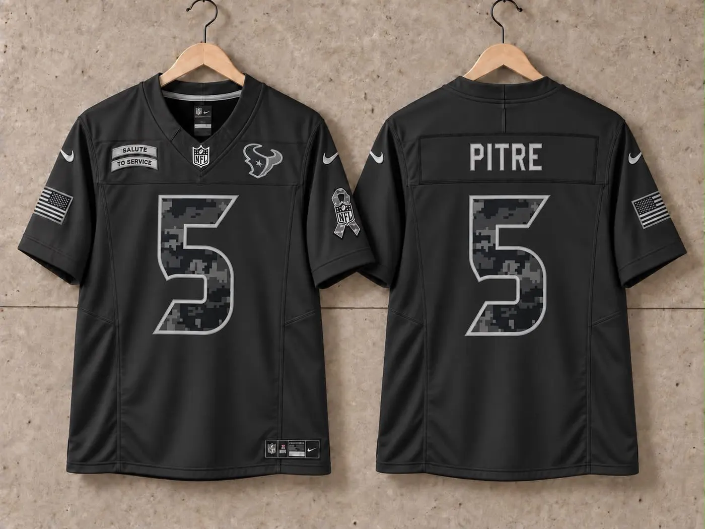 HOUSTON TEXANS JALEN PITRE BLACK SALUTE TO SERVICE JERSEY