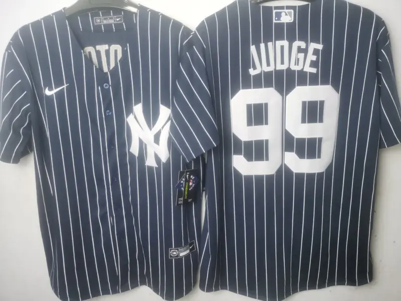 New York Yankees Aaron Judge Blue Pinstrip Jersey