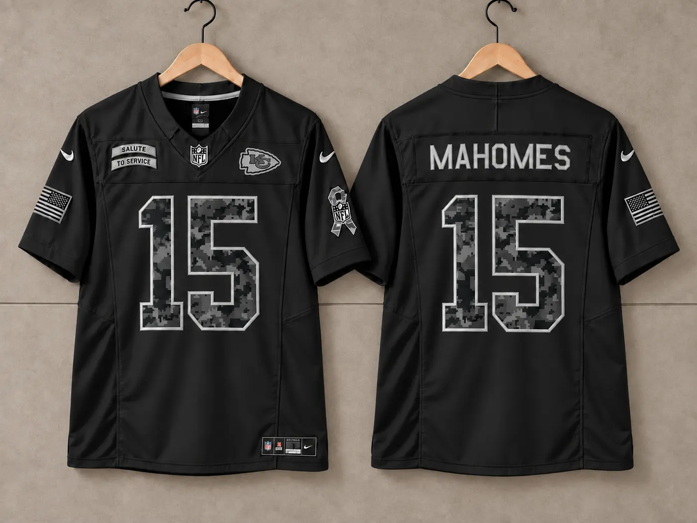 KANSAS CITY CHIEFS PATRICK MAHOMES BLACK SALUTE TO SERVICE JERSEY