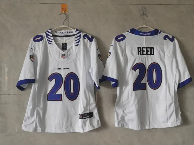 BALTIMORE RAVENS ED REED WHITE JERSEY