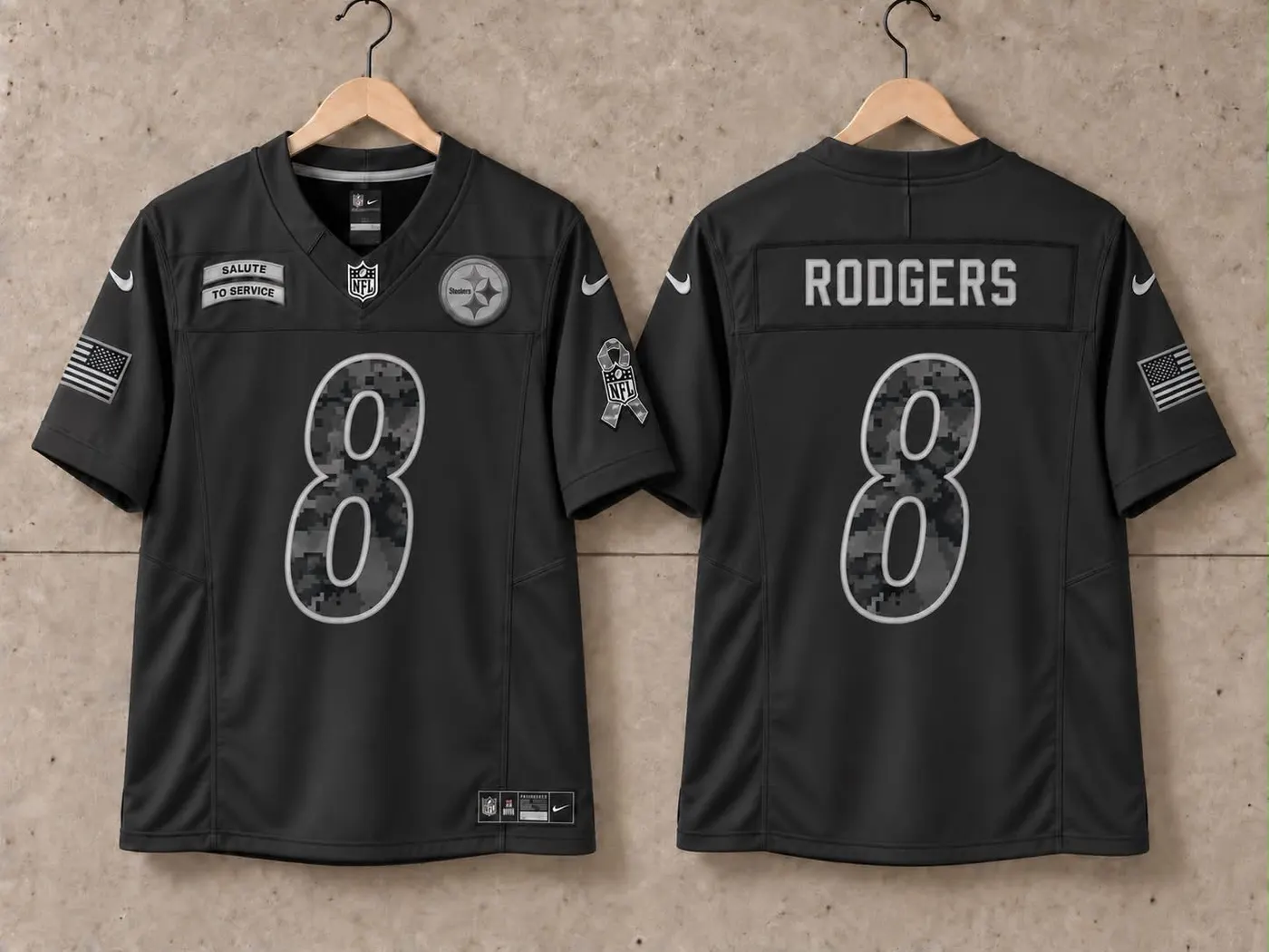 PITTSBURGH STEELERS AARON RODGERS BLACK SALUTE TO SERVICE JERSEY