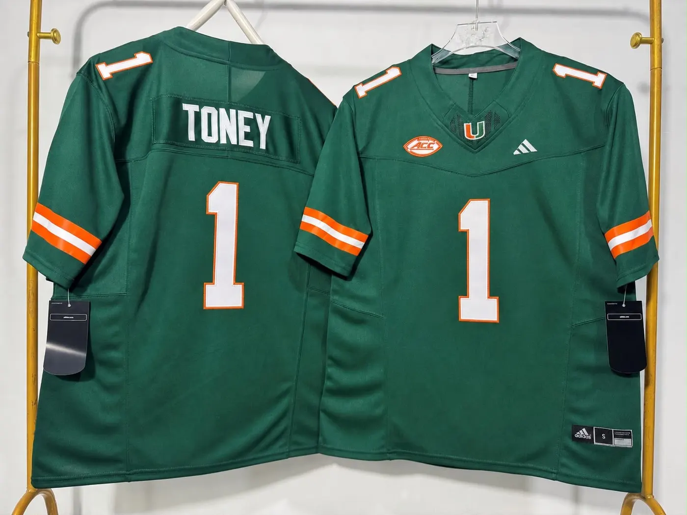 MIAMI HURRICANES MALACHI TONEY GREEN JERSEY