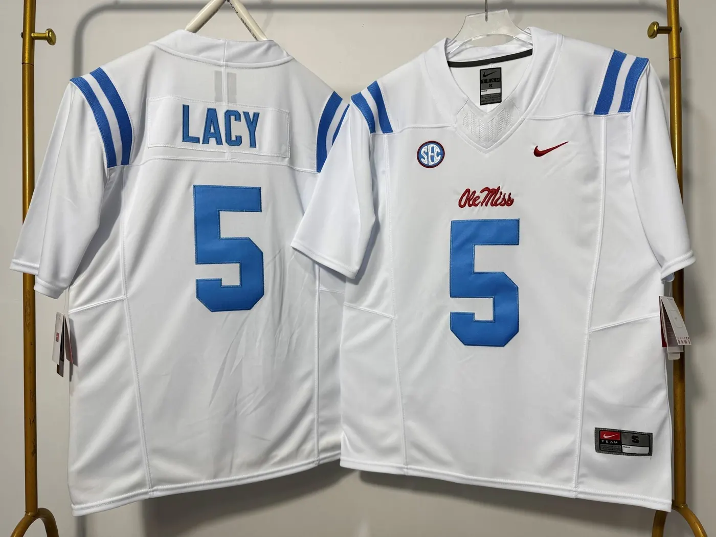 OLE MISS REBELS KEWAN LACY WHITE JERSEY