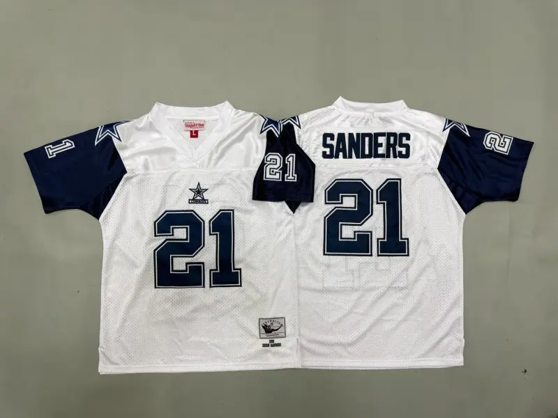 DALLAS COWBOYS DEION SANDERS WHITE VINTAGE JERSEY