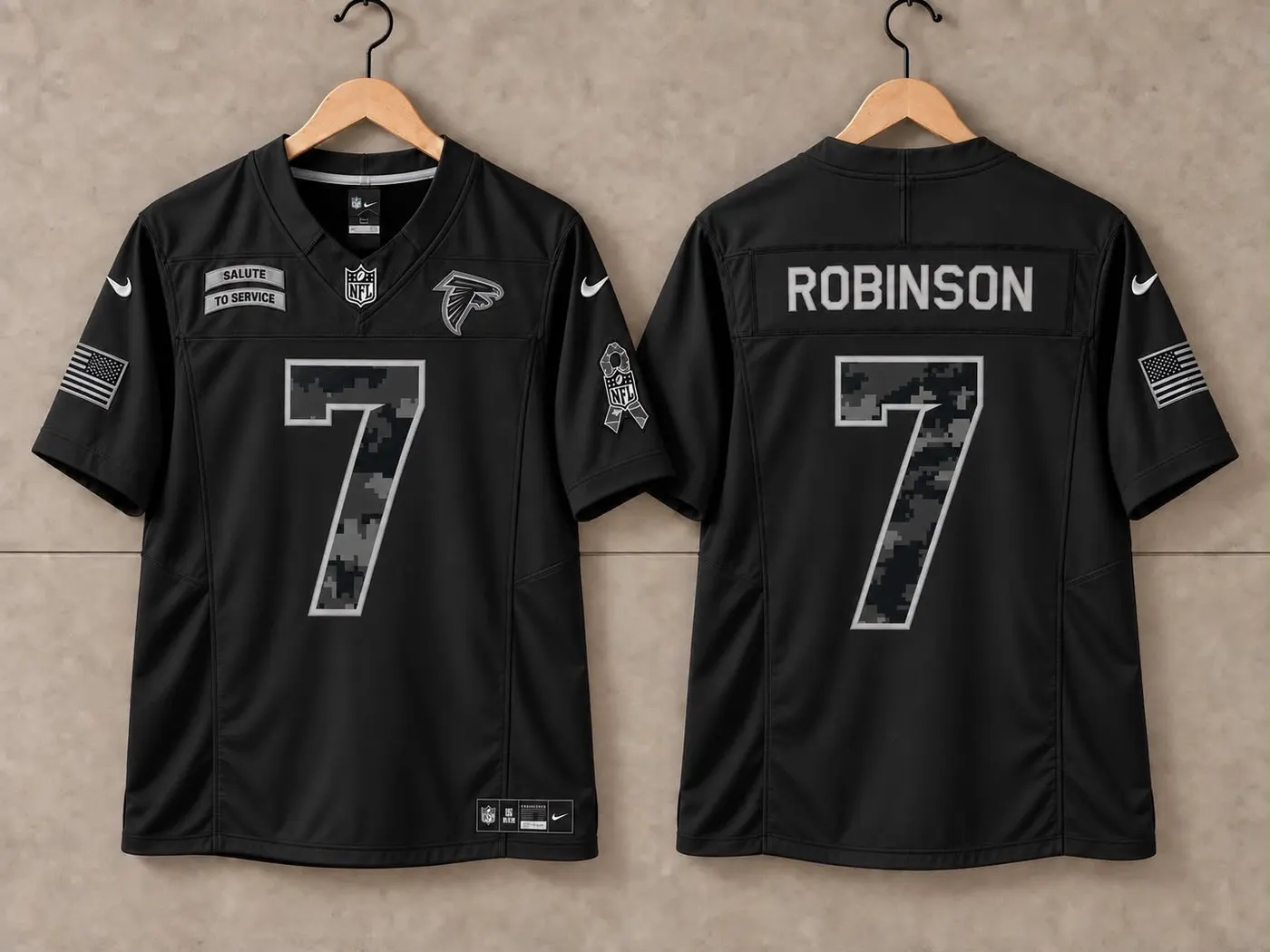 ATLANTA FALCONS BIJAN ROBINSON BLACK SALUTE TO SERVICE JERSEY