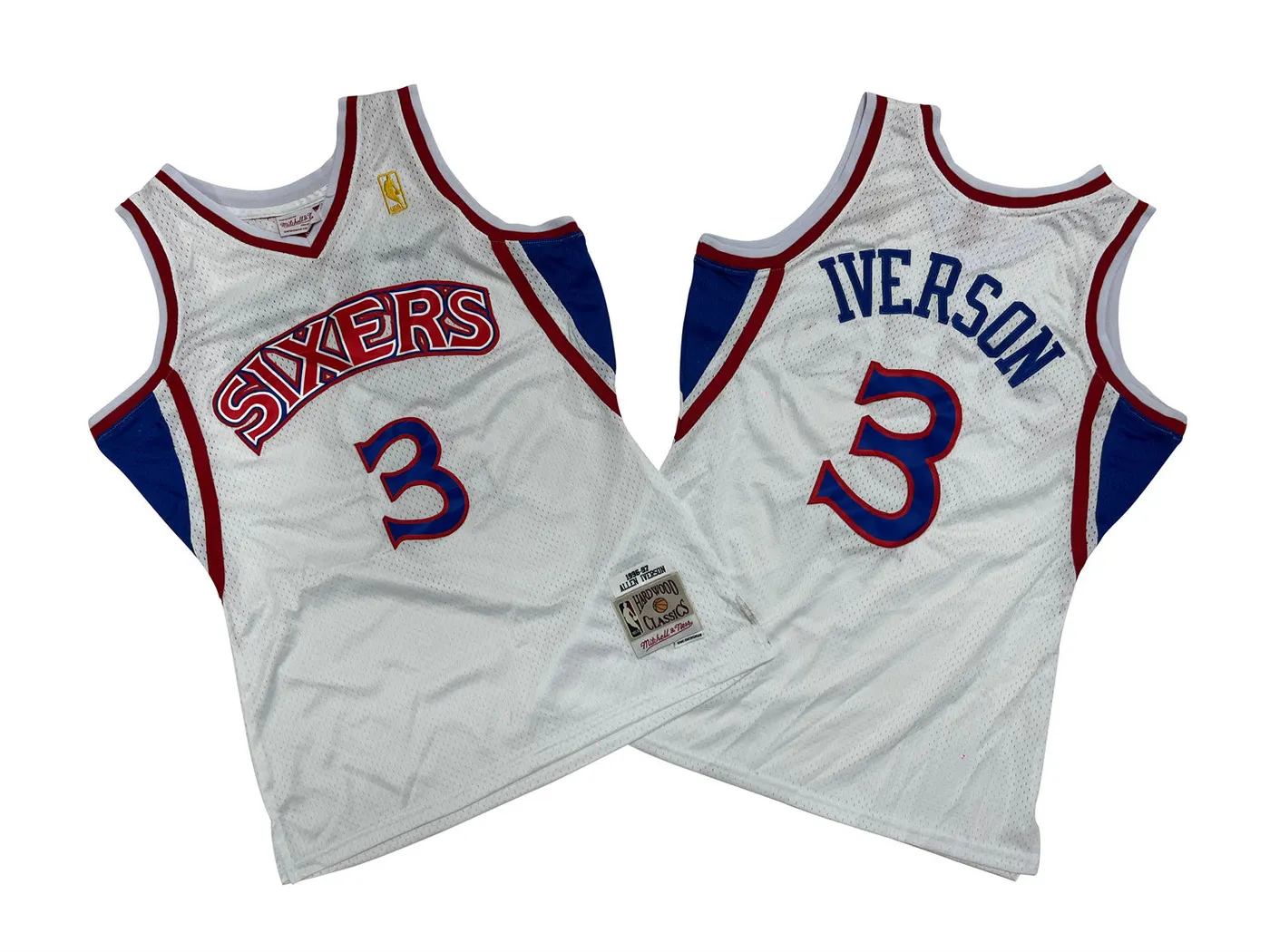 PHILADELPHIA 76ERS ALLEN IVERSON WHITE VINTAGE JERSEY