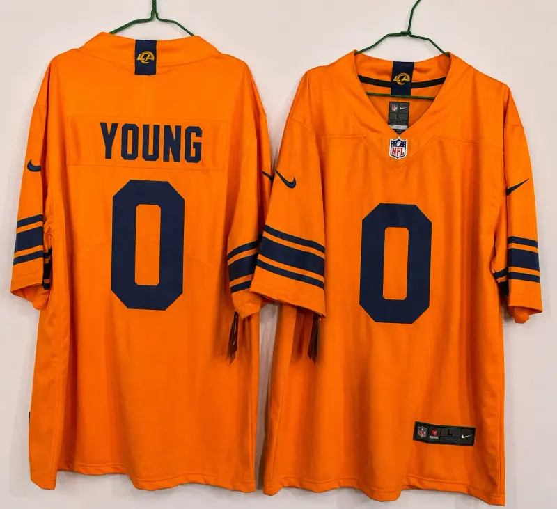 LOS ANGELES RAMS BYRON YOUNG ORANGE JERSEY