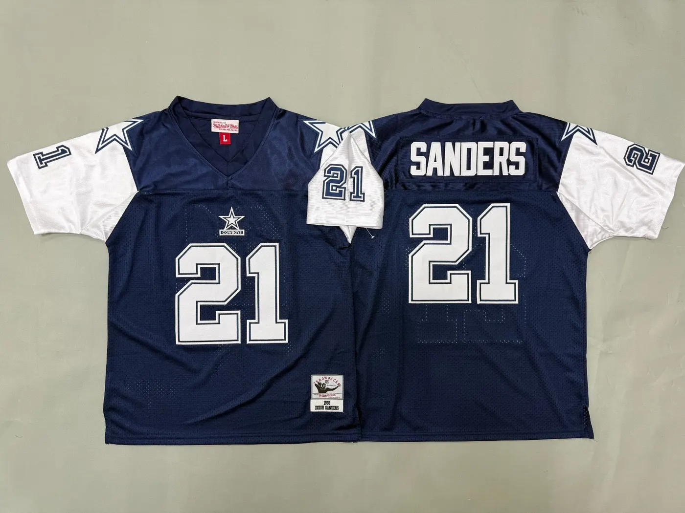 DALLAS COWBOYS DEION SANDERS BLUE VINTAGE JERSEY