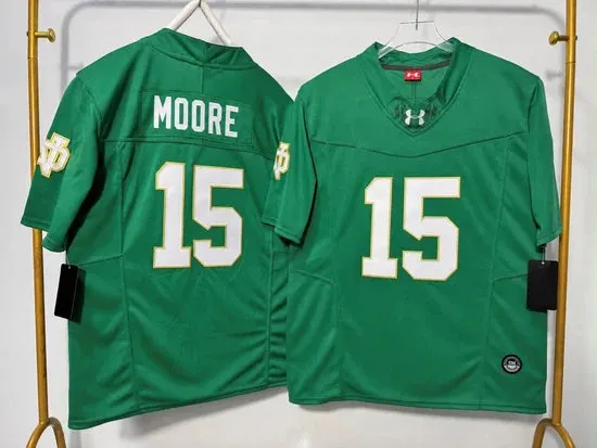 NOTRE DAME FIGHTING IRISH LEONARD MOORE GREEN JERSEY