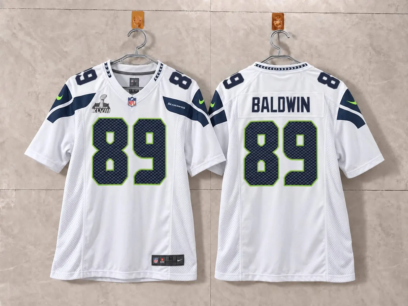 SEATTLE SEAHAWKS DOUG BALDWIN WHITE SUPER BOWL JERSEY