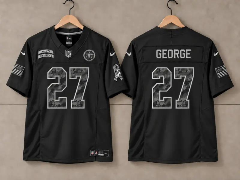 TENNESSEE TITANS EDDIE GEORGE BLACK SALUTE TO SERVICE JERSEY