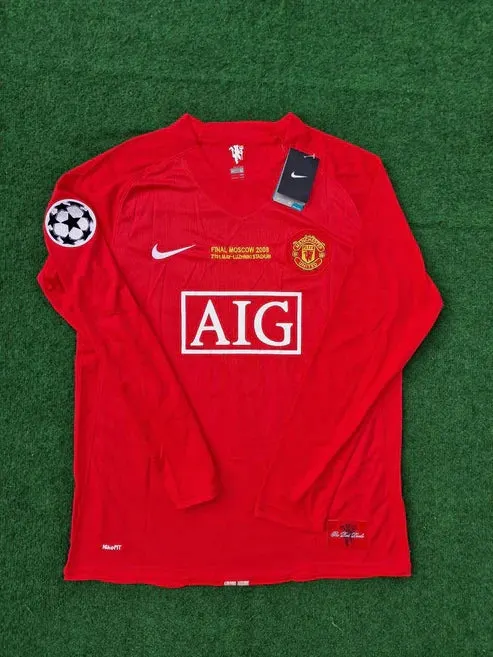 Cristiano Ronaldo Manchester United 2008 Champions League Final Moscow Retro Long Sleeve Jersey