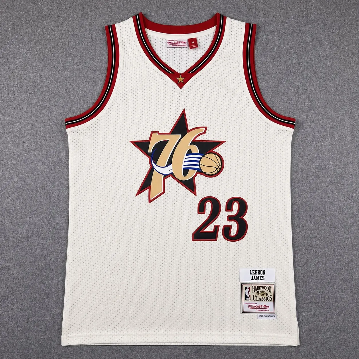 PHILADELPHIA 76ERS LEBRON JAMES WHITE VINTAGE JERSEY