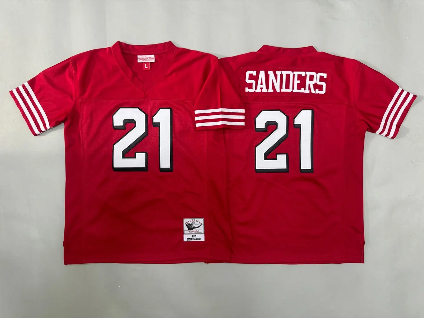 SAN FRANCISCO 49ERS DEION SANDERS RED VINTAGE JERSEY