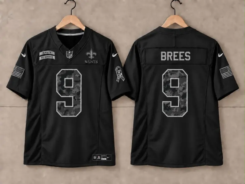 NEW ORLEANS SAINTS DREW BREES BLACK SALUTE TO SERVICE JERSEY
