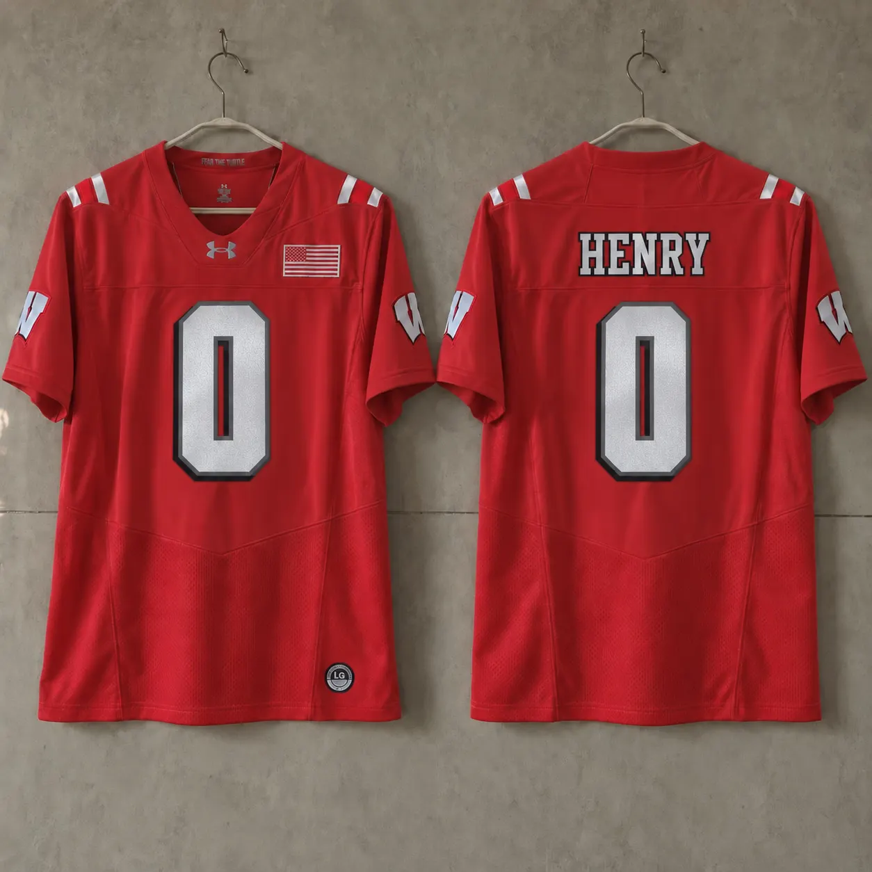 WISCONSIN BADGERS TYRELL HENRY RED JERSEY