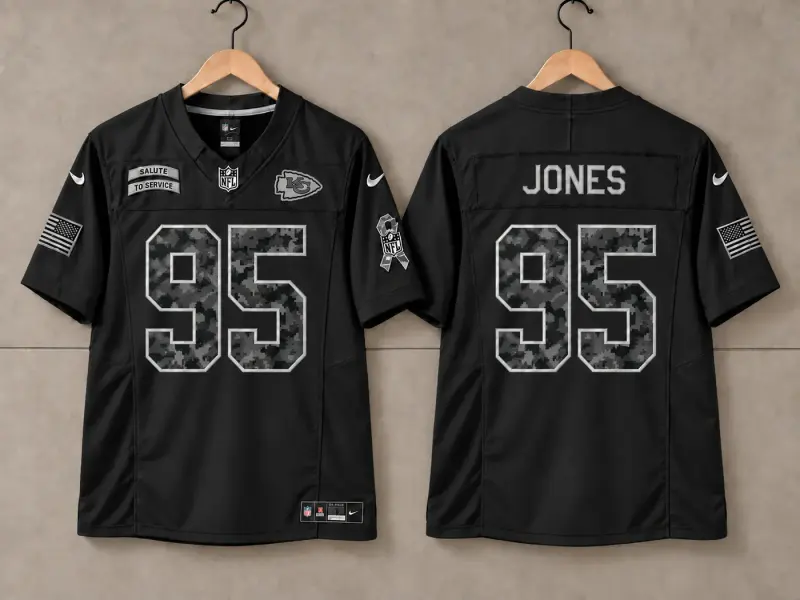 KANSAS CITY CHIEFS CHRIS JONES BLACK SALUTE TO SERVE JERSEY