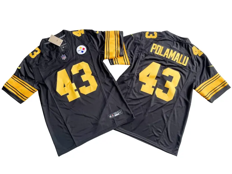 PITTSBURGH STEELERS TROY POLAMALU BLACK AND GOLD JERSEY