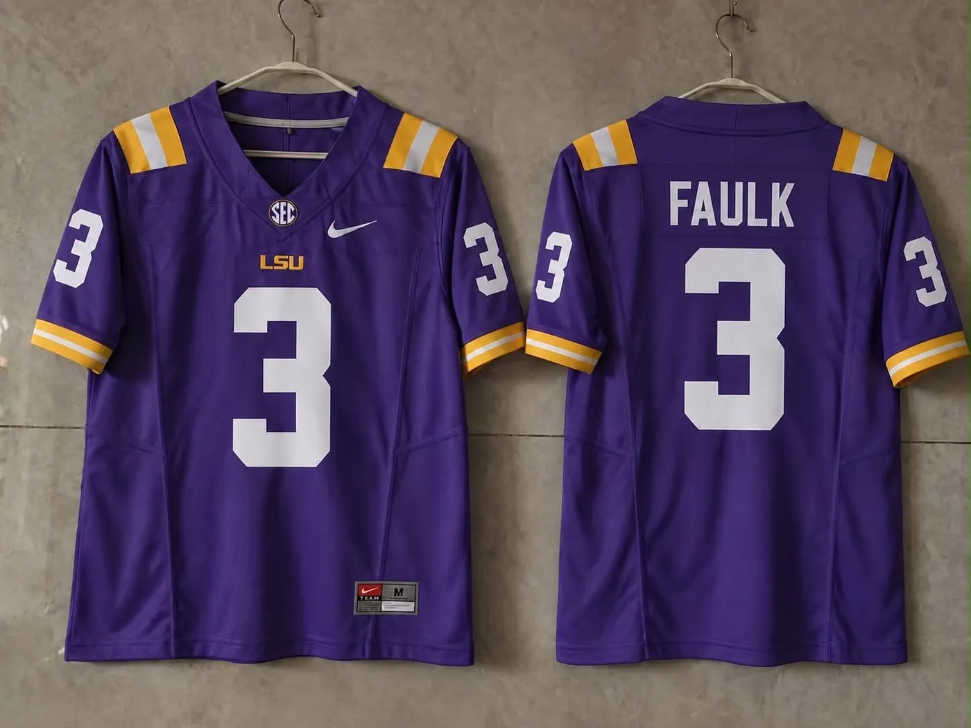 LSU TIGERS MARSHALL FAULK PURPLE JERSEY