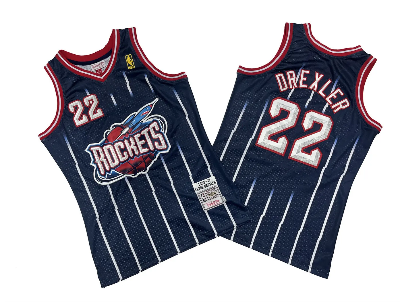 HOUSTON ROCKETS CLYDE DREXLER BLUE JERSEY
