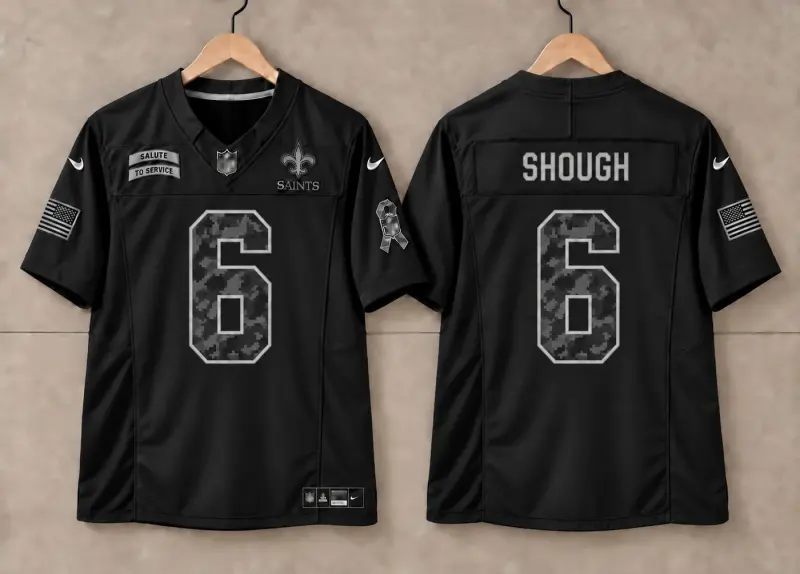 NEW ORLEANS SAINTS TYLER SHOUGH BLACK SALUTE TO SERVICE JERSEY