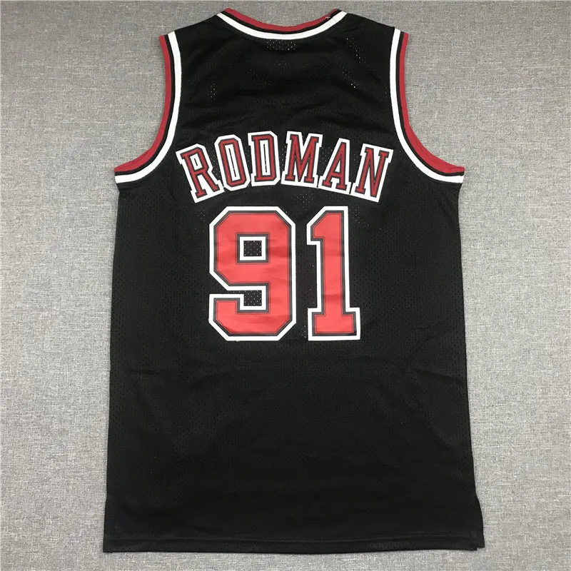 CHICAGO BULLS DENNIS RODMAN BLACK RETRO JERSEY