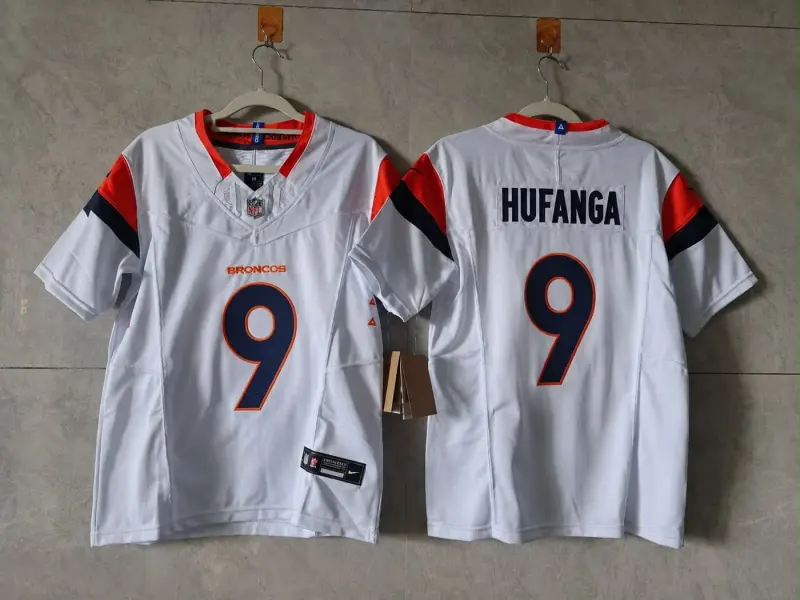 DENVER BRONCOS TALANOA HUFANGA WHITE JERSEY