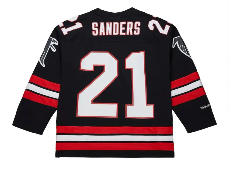 ATLANTA FALCONS DEION SANDERS BLACK HOCKEY STYLE JERSEY