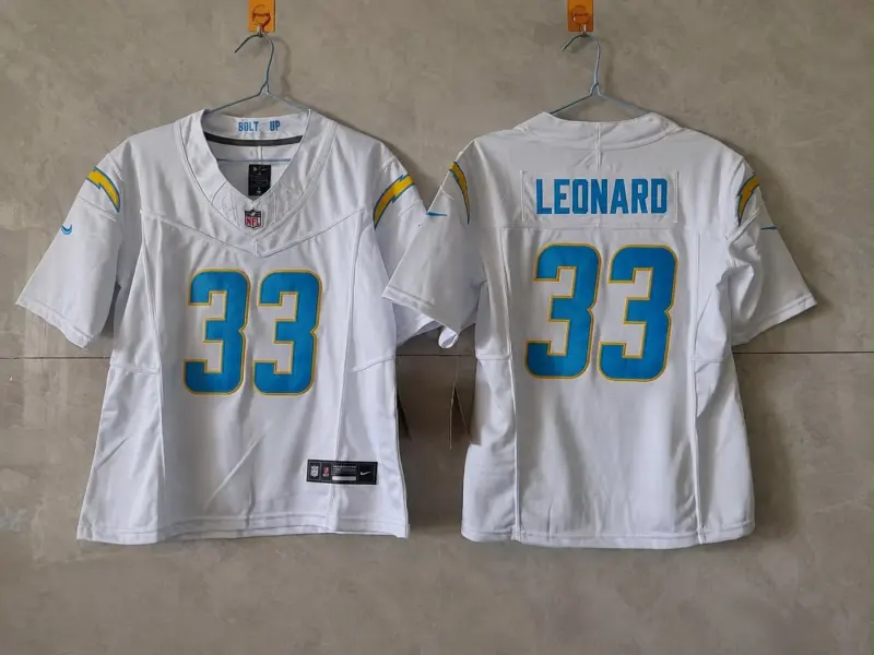 LOS ANGELES CHARGERS DEANE LEONARD WHITE JERSEY